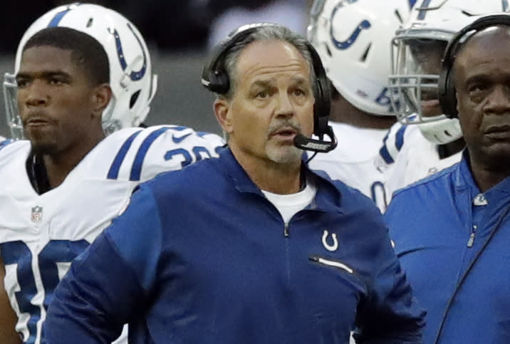 Colts head coach Chuck Pagano on the sideline during Sunday's loss to Jacksonville (AP)