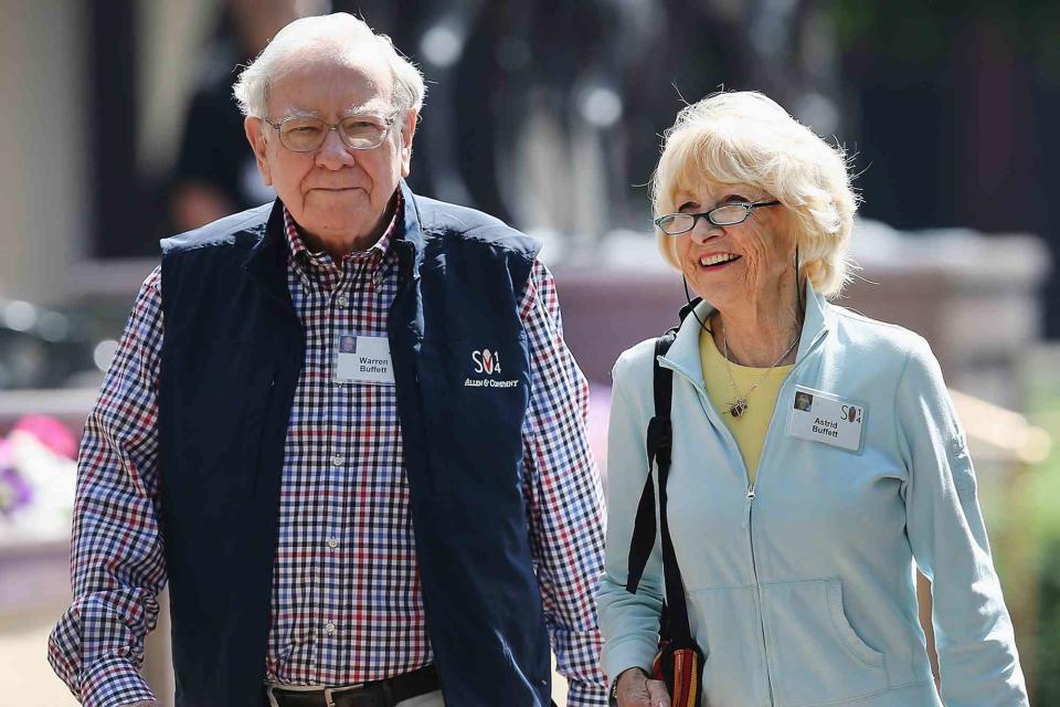 <p>Scott Olson/Getty</p> Warren Buffett and Astrid Buffett at the Allen & Company Sun Valley Conference on July 12, 2014 in Sun Valley, Idaho.