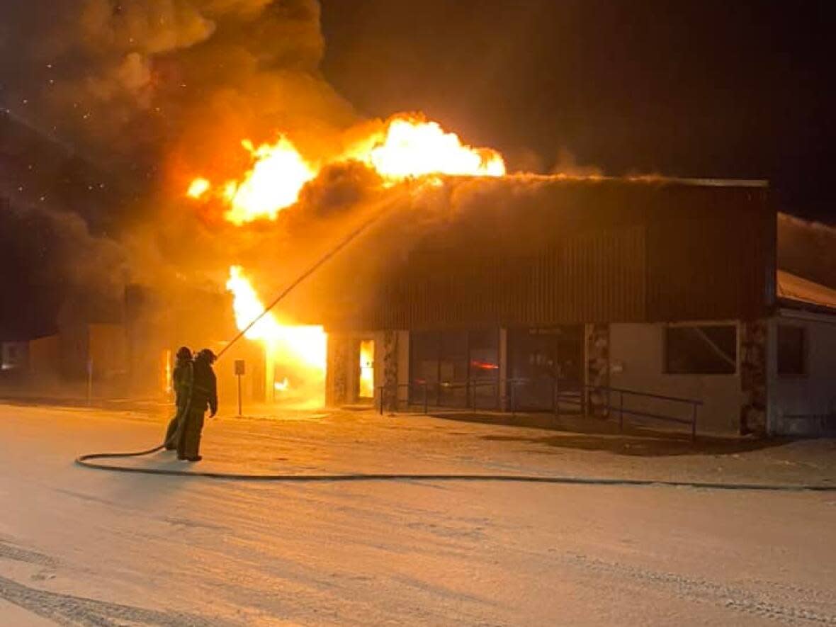 Radville's town office, town shop and fire hall were destroyed in early morning fire on Wednesday. (Radville Sask/Facebook - image credit)