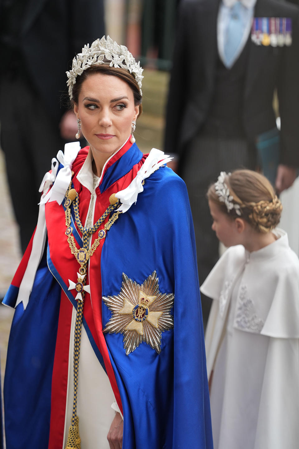 LONDON, ENGLAND - MAY 06: Catherine, Princess of Wales arrives ahead of the Coronation of King Charles III and Queen Camilla on May 6, 2023 in London, England. The Coronation of Charles III and his wife, Camilla, as King and Queen of the United Kingdom of Great Britain and Northern Ireland, and the other Commonwealth realms takes place at Westminster Abbey today. Charles acceded to the throne on 8 September 2022, upon the death of his mother, Elizabeth II. (Photo by Dan Charity - WPA Pool/Getty Images)