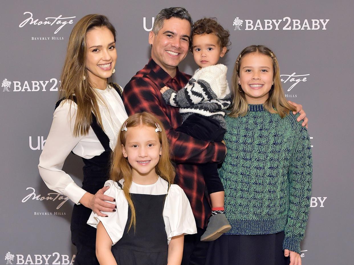 Jessica Alba, Haven Garner Warren, Cash Warren, Hayes Alba Warren and Honor Marie Warren attend The Baby2Baby Holiday Party at Montage Beverly Hills on December 15, 2019 in Beverly Hills, California