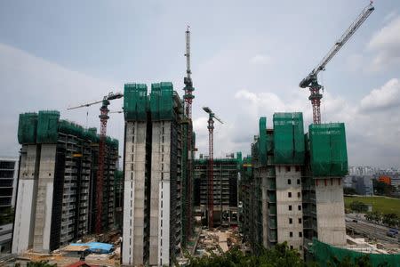 A general view of the Sims Urban Oasis condominium construction site where work has stopped after 37 workers there were tested positive for Zika virus since May, in Singapore