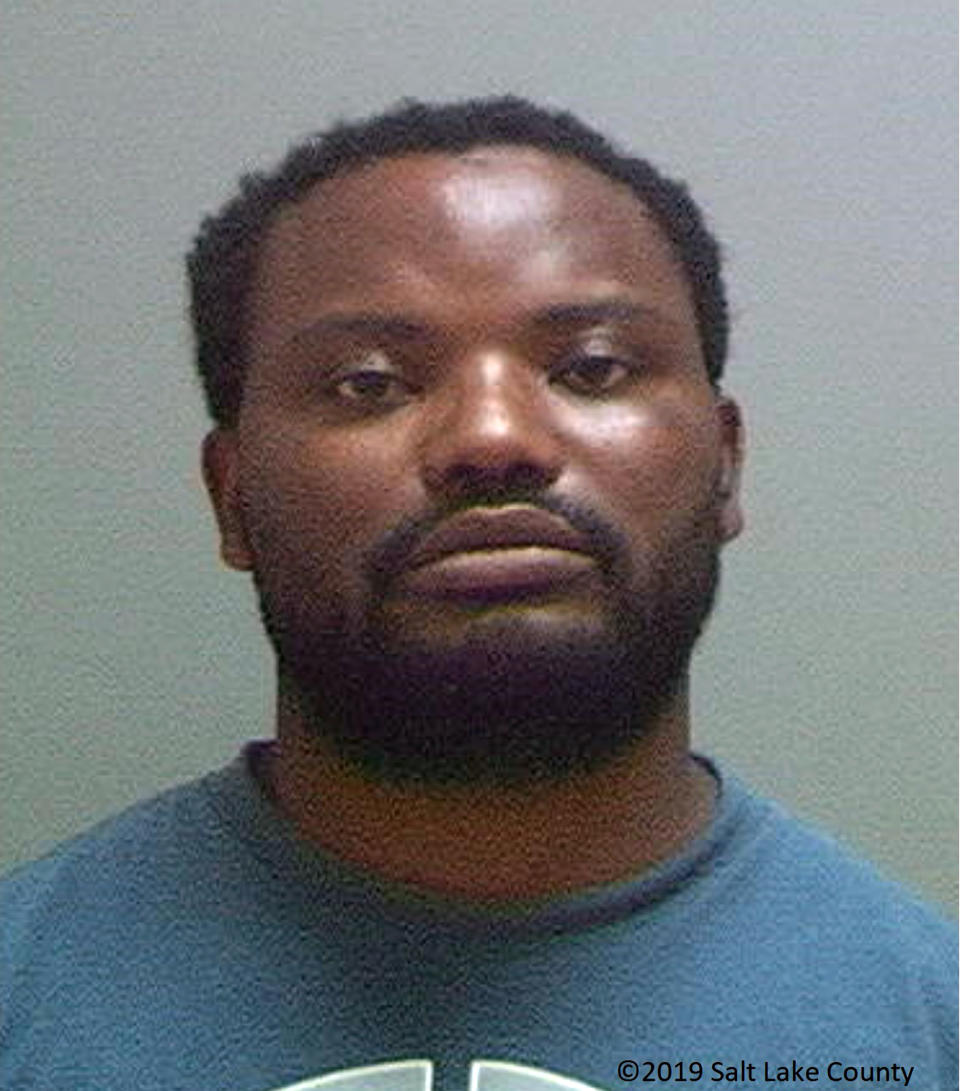 This booking photo provided by the Salt Lake County Sheriff's Office shows Ayoola A. Ajayi. Salt Lake City Police Chief Mike Brown said, Friday, June 28, 2019, that Ajayi was being charged with aggravated murder, kidnapping and desecration of a body in the death of 23-year-old Mackenzie Lueck. (Salt Lake County Sheriff's Office via AP)