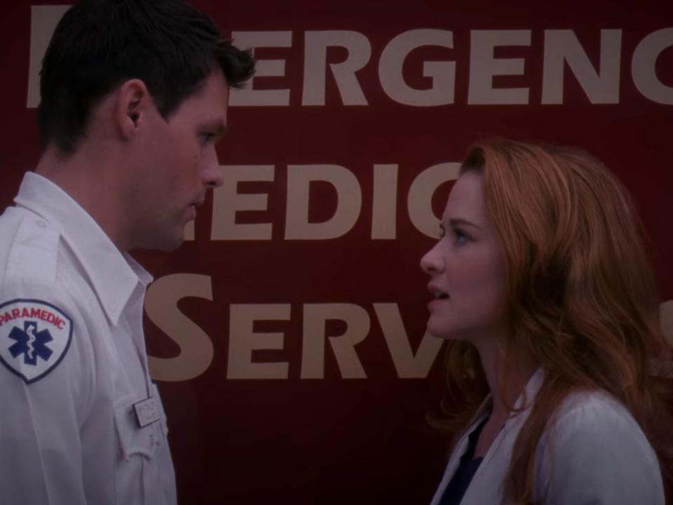 Justin Bruening and Sarah Drew on "Grey's Anatomy."