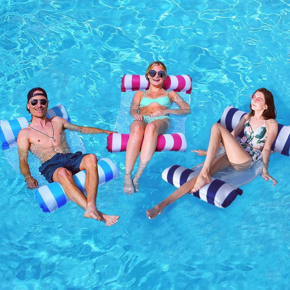 Cheap Pool Float Deals On Amazon, JUXIAO 3 Pack Inflatable Pool Floats Hammock