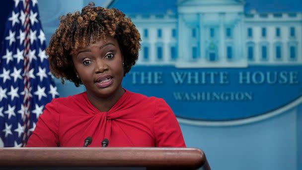 PHOTO: White House press secretary Karine Jean-Pierre speaks during the daily briefing at the White House in Washington, Dec. 5, 2022. (Susan Walsh/AP)