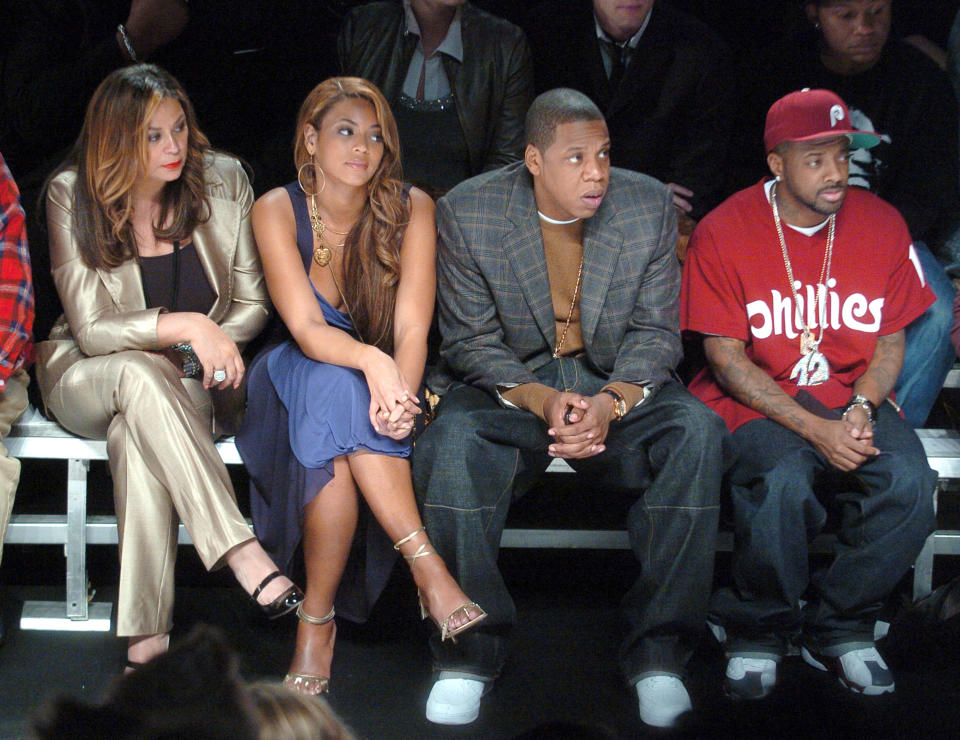 Tina Knowles, Beyonce Knowles, Jay-Z, Jermaine Dupri, Marc Jacobs, fashion week 2005