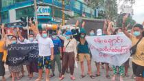 Flash protest in solidarity with the Mandalay People’s Defence Force, in Yangon