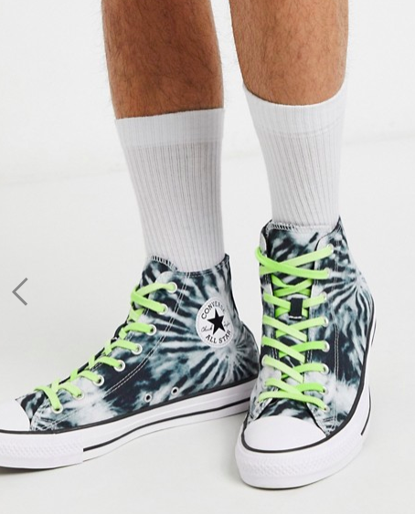 Converse Chuck Taylor All Star Hi tie-dye trainers in black and green, S$111.99. PHOTO: ASOS