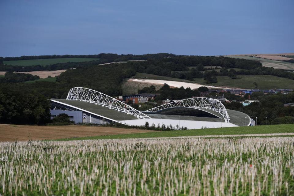 A view of the stadium nestled in the South Downs.