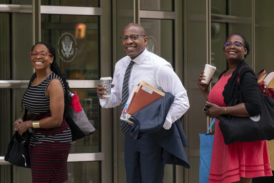 CEO and co-founder of Ozy Media Carlos Watson arrives at Brooklyn Federal Court, Friday, June 7, 2024 in New York. (AP Photo/Adam Gray)