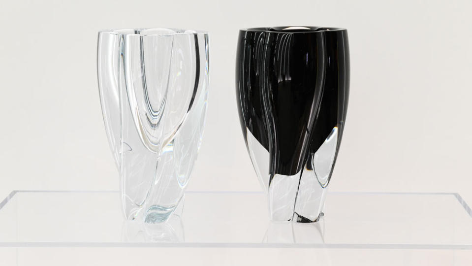 black and white vases