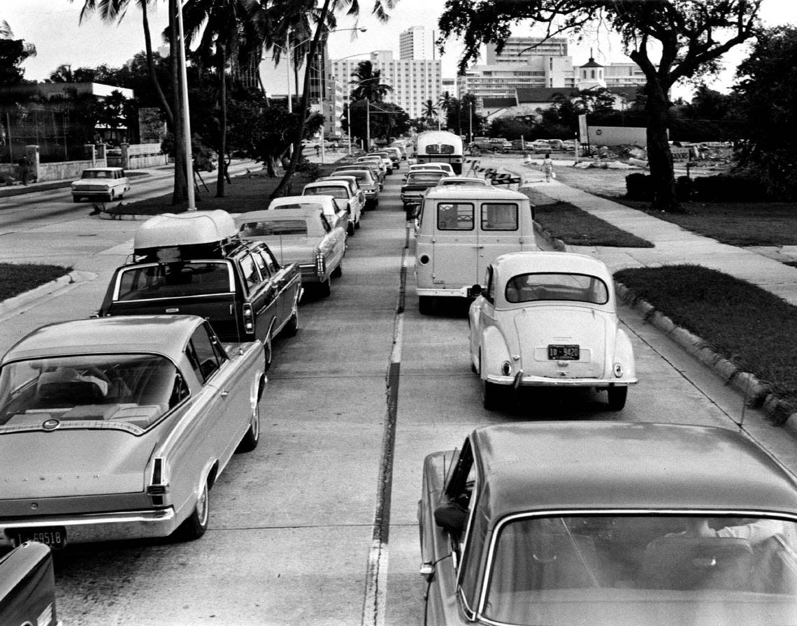 Traffic on the Brickell Bridge in 1967.