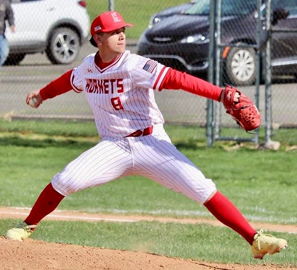 Joseph Curreri (8) is the ace of Honesdale' s pitching staff and a First Team selection for the Lackawanna League Division II All-Stars.