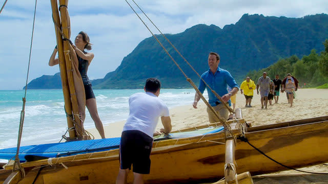 Kono Kalakaua, <strong>Grace Park</strong>'s gorgeous, rough-and-tumble character on the CBS drama <em>Hawaii Five-0</em>, is already a super athlete, and in a new story arc starting Friday, a solo catamaran trip around the Hawaiian Islands turns into a nightmare that forces her to fight for her life. Park, who performed most of the high-water athletics in the episodes herself, is no stranger to physical feats. Before her five years as Officer Kalakaua, she did double duty as Sharon 'Boomer" Valerii and Sharon "Athena" Agathon on Syfy's <em>Battlestar Galactica</em>, which often involved stunt work. ETonline talked to Park about how she adjusted to big fame on a small island, her surprising training routine, and whether the series might have had a supernatural curse on it before it even started shooting. <strong> NEWS: 'Hawaii Five-0' hits 100 -- Celebrate With the Cast! </strong> <strong>ETonline: The original <em>Hawaii Five-0</em> aired on CBS from 1968 to 1980, and your character back then was male. Did you know anything about the show when you took this job? </strong> <strong>Grace Park:</strong> Very little. We did a little bit of research, but I couldn't find much, so it was more like what people told me. The biggest surprise was finding out what <em>Hawaii Five-0</em> meant to Hawaii, to the people of Hawaii. I had no idea what I was in store for. It was a major life change. <strong>Because people recognized you?</strong> I love people being excited, but it was the way people were coming up to me. Hawaiian people are very proud of all things Hawaii. It can get very, very personal. I am very private, and I'm also from Canada. We are polite, but we're more closed, more reserved than they are here in the U.S. When you add the Aloha factor, it's even more open and friendly. I have had people follow me to restrooms. They just waited outside. I felt like such prey. Now I say, 'Well, okay, they are just super excited.' I adapted. CBS <strong>You've been on the air for five years now. What's been the best thing about the show recently?</strong> We've had the addition of a couple new actors. Their presence is really such a relief. We all breathe a little easier. It's different carrying a show with six people than it is with four people. It's like all these pieces go into this magnificent, living, moving puzzle. When it works, it's kind of magic, and when it doesn't, you realize there is no hard and set formula. <strong>What wasn't working before that?</strong> I don't know if you're aware of this, but every time a show or movie is done in Hawaii, there is a blessing by a Hawaiian priest before you start, before the first frame is taken. We did that the first season -- but we had [already] been filming on location and some things just went sideways. There were a lot of accidents. We'd try to film and the winds were insane and the rain was horizontal. I'm not strongly superstitious, but I almost wondered if someone associated with the old show put [a curse] on us. We had the blessing [later], and then it went a lot smoother. There weren't accidents. No one could piece it together. It was weird. But you learn to respect the customs. <strong> WATCH: 'Hawaii Five-O': Carol Burnett and Frankie Valli are Getting Married! </strong> <strong><em>Hawaii Five-O</em></strong> is unusual for network TV in that it has more lead actors who are non-white than white. Is it doubly hard to be an Asian female actor? There are always acting challenges for any actor. You find that with every new audition, every new role. When I started to do a lot of press, I would always get questions about what's it like to be an Asian woman in Hollywood. I would always feel a little odd when people asked me that question. What has that got to do with anything? I don't really have the typical Asian-American experience. What I mean by that is that I wasn't made very aware of my race. It's not that I'm not Asian, but I don't recognize it. It is like people keep putting a coat on me and it keeps sliding off. My parents are from [Korea] but I am not. I faced almost no racism my entire life. I'm sure it's challenging [for many Asians who live in America]. <strong>You do a lot of your own stunts on the show. How does it feel to have a chance to use your athletic abilities in these roles?</strong> I am not athletic -- I just look athletic. If you watch my posture, you see I don't have the core [strength]. I don’t do CrossFit. I'm not a crazy yogi. I'm pretty sedentary. I do want to be more physical. It feels great when you manage to get outside and do it. You feel like, 'This is the best thing ever. I could do this forever.' And then a month goes by and you haven't done anything. CBS <strong>Was it difficult to do all of these hard-core water scenes?</strong> I was more focused on the acting, mostly because I had a previous water experience on the show that was so traumatizing. It was during the pilot. It is one of the most dangerous coasts in the world. I mean, we didn't have 30-foot waves, but it was bad. You don't realize how powerful the ocean is -- and growing up in Vancouver, where an island shelters the shoreline, I never even saw a wave half that high. If I had, it would have signaled the end of the world. Two years later, I was bound and gagged and pulled under the water with SCUBA guys. We had an amazing water woman who had showed me how to prepare. You're a lot safer than you realize. But the point was I wasn't ready to go under. I drank a bunch of water. Even though it looked like I was flailing as hard as I could, and I was, when I came up, I felt fine. I wasn't panicked and that was because of the training I had. <strong>What's next for you?</strong> I'm heading back to [acting] class. People say it will be tough and people are watching what you are doing and I'm like, bring it. I want to be humbled. I want people half my age trumping me and to be schooled by them. <em>Hawaii Five-O</em> airs Fridays at 9 p.m. on CBS. Watch an exclusive clip from the upcoming episode below: