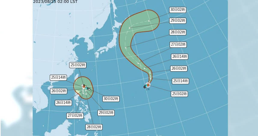 最新颱風預測。 （圖／翻攝中央氣象局）