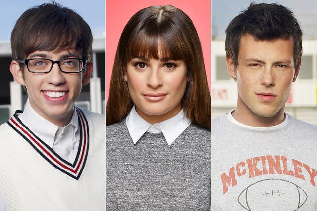 <p>Fox Television/Courtesy Everett (3)</p> Kevin McHale, Lea Michele, and Cory Monteith on 'Glee'