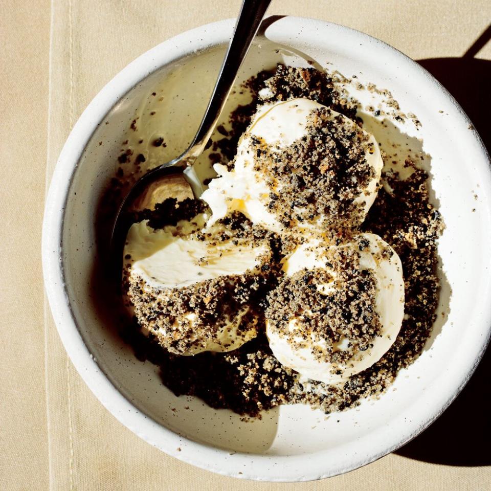 Condensed-Milk Ice Cream with Black Sesame Polvoron