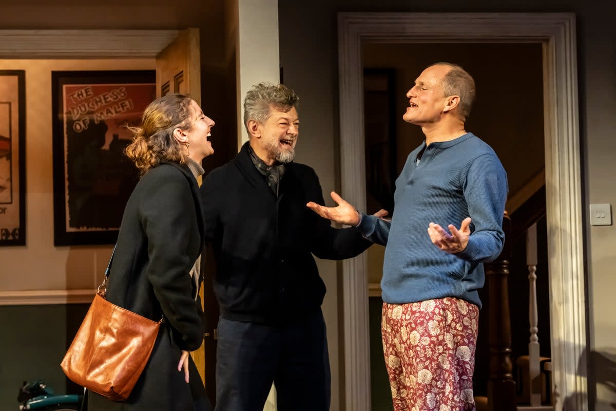 Louisa Harland, Andy Serkis and Woody Harrelson in Ulster American at Riverside Studios (Johan Persson)