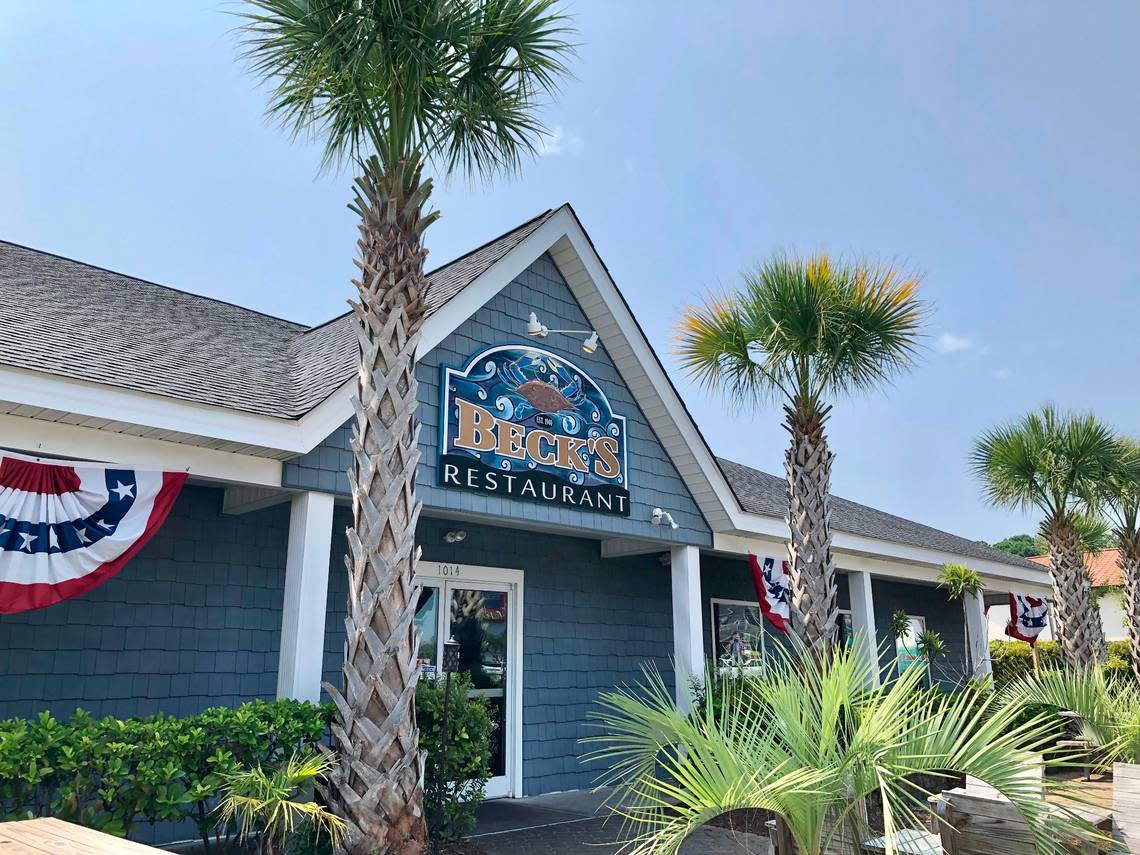 The exterior of Beck’s Restaurant in Calabash, NC. Calabash-style fried fish can be found in North and South Carolina and beyond. August 2, 2023.