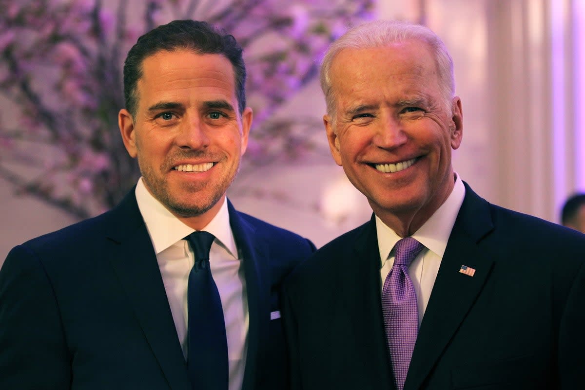 Hunter and Joe Biden. Ex-Twitter bosses were asked to attend a congressional committe examining whether there was bias in relation to reporting about the president’s son  (Getty Images)