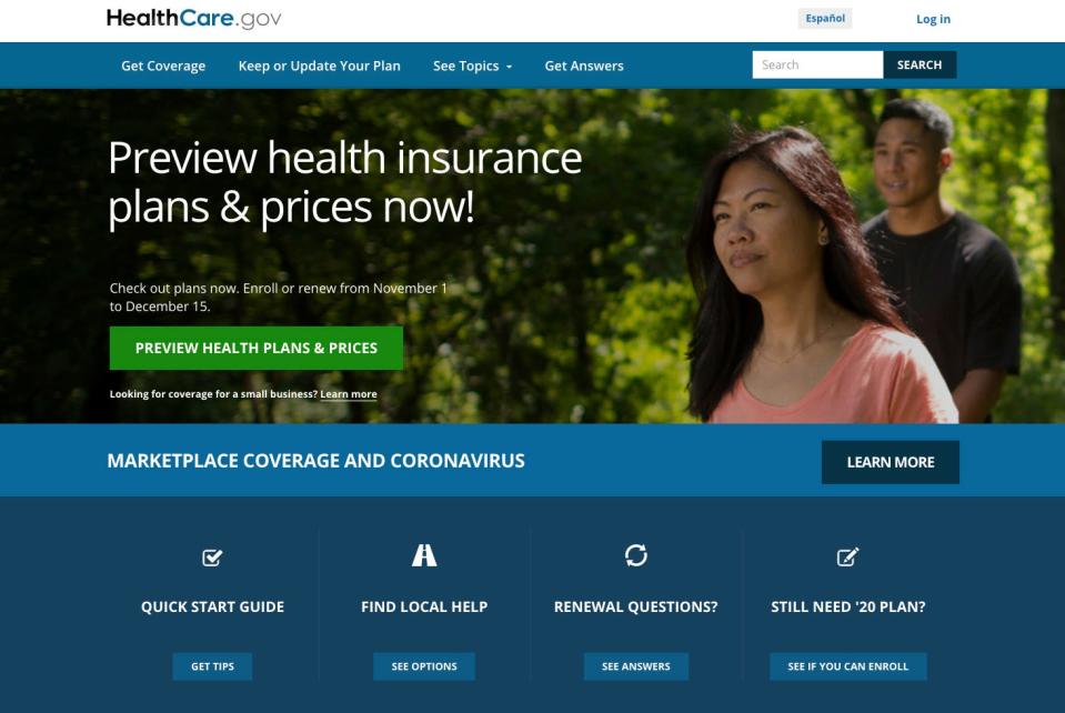 This image provided by U.S. Centers for Medicare & Medicaid Service shows the website for HealthCare.gov.