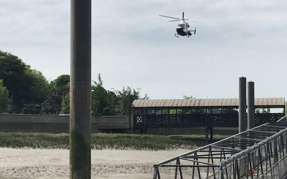 Kent Air Ambulance has just landed at Rochester Esplanade