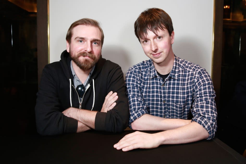 LONDON, ENGLAND - OCTOBER 14: Directors and Screenwriters of 'The Void', Jeremy Gillespie and Stephen Kostanski attend the FilmMaker Afternoon Tea during the 60th BFI London Film Festival at The Mayfair Hotel on October 14, 2016 in London, England. (Photo by John Phillips/Getty Images for BFI)