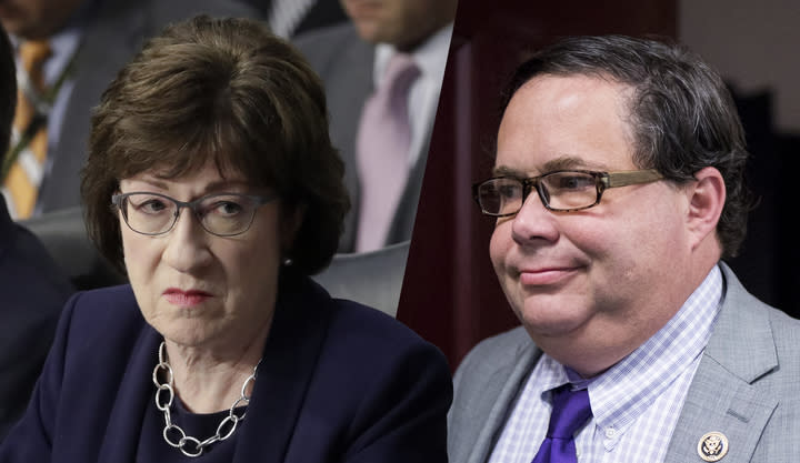 Sen. Susan Collins, R-Maine; Rep. Blake Farenthold, R-Texas (Photos: J. Scott Applewhite/AP, Tom Williams/CQ Roll Call)