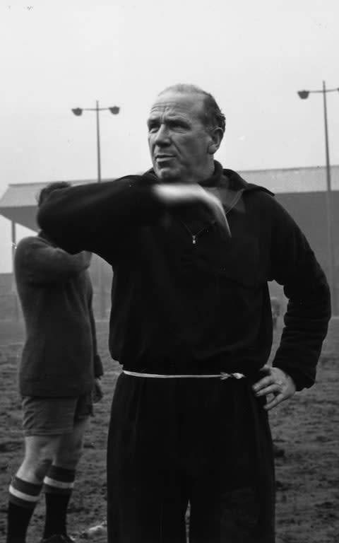 Matt Busby at The Cliff in 1957 - Credit: Keystone Features/Getty Images