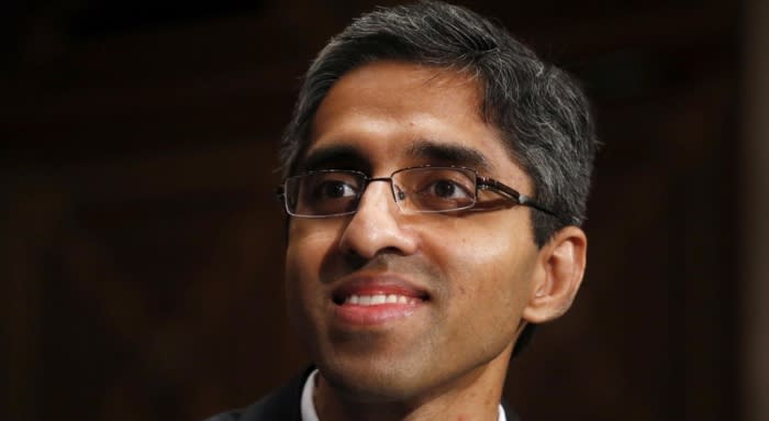 Vivek Murthy appears on Capitol Hill in Washington.