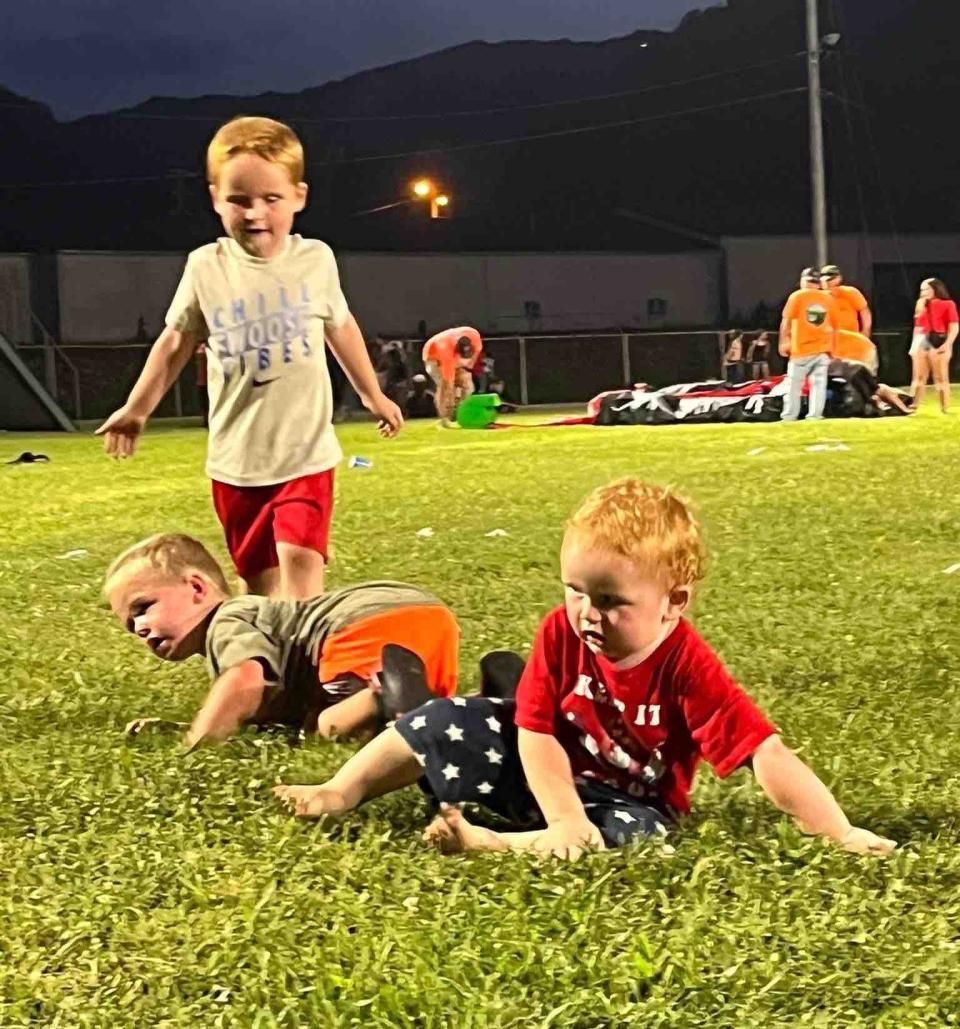 The Montague brothers: 1-year-old Oakley, 3-year-old Maximus and 2-year-old Hendrix.
