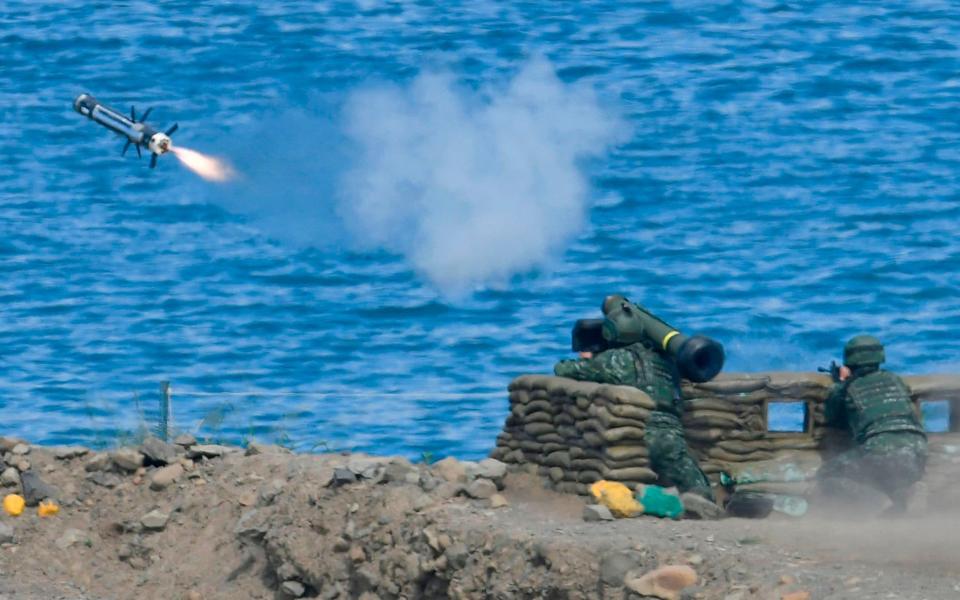 A soldier launches a Javelin missile during a military drill in southern Taiwan - Sam Yeh/AFP