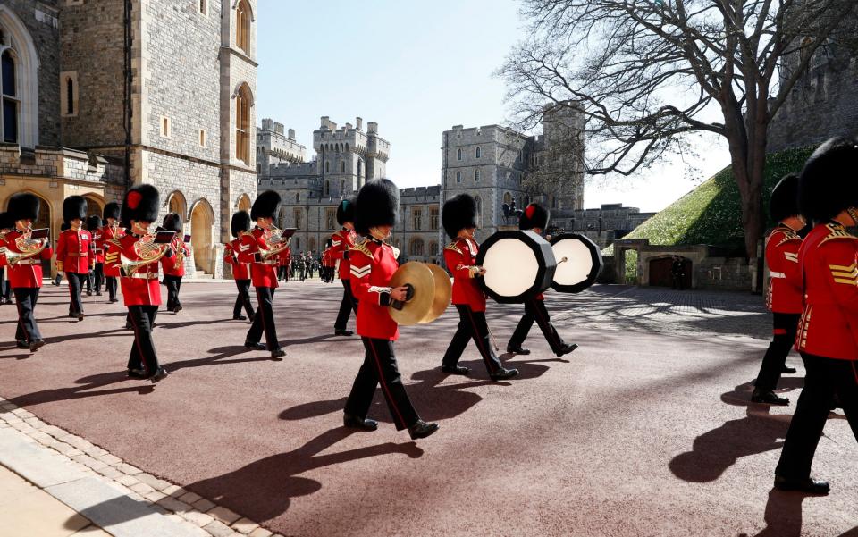 The Foot Guards band at Windsor Castle this afternoon - Alastair Grant/WPA Pool/Getty Images