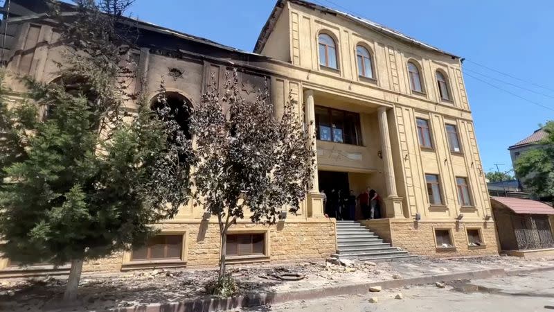 A view of Derbent synagogue following an attack by gunmen and a fire