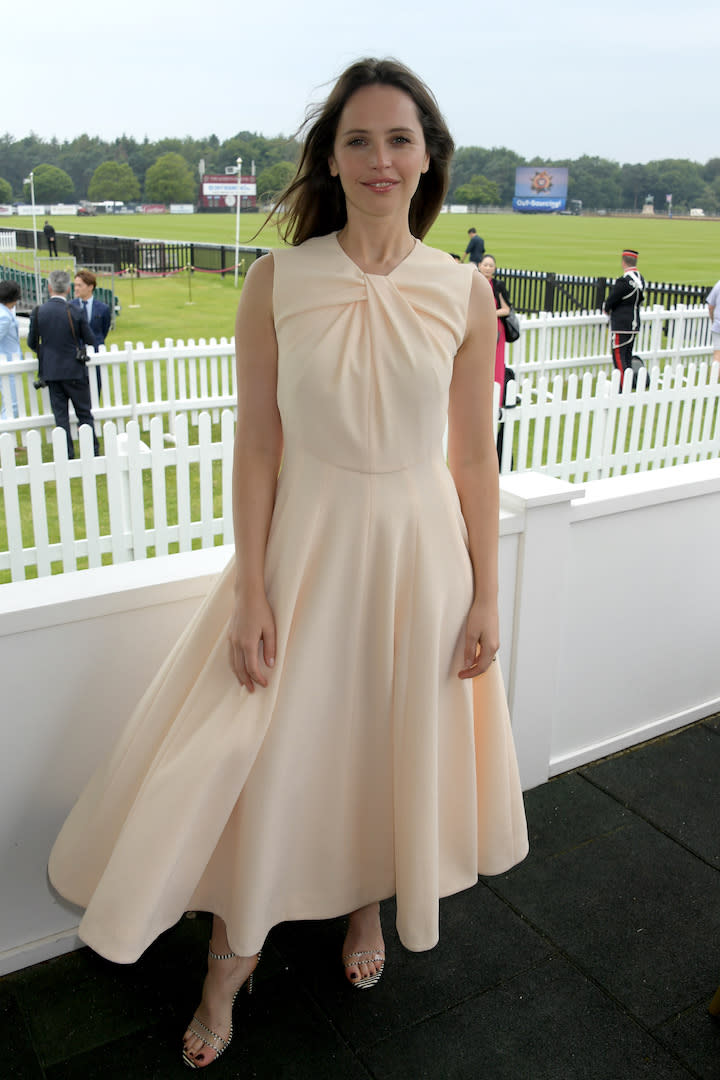 The actress chose an Emilia Wickstead gown in powder pink for the final raceday event. <em>[Photo: Getty]</em>
