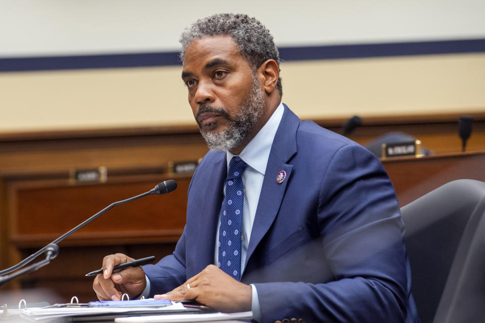 FILE - Rep. Steven Horsford, D-Nev., speaks during a House Armed Services Committee hearing on Capitol Hill in Washington, Sept. 29, 2021. As they have been for most elections the past decade, two of Nevada's four U.S. House races are in the swing-seat spotlight as Democratic Reps. Susie Lee and Horsford seek re-election in the western battleground state. (Rod Lamkey/Consolidated News Photos via AP, Pool, File)'