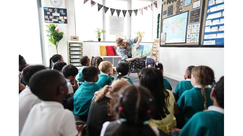 Princess Beatrice pays surprise visit to West Thornton Primary School in Croydon to join in with story time