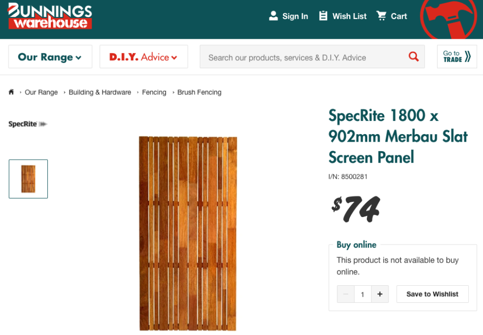 bunnings Merbau Slat Screen panel