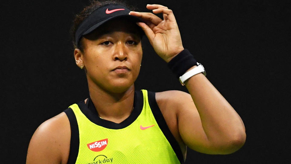 Naomi Osaka was knocked out of the US Open by Canada's Leylah Fernandez in a stunning boilover. (Photo by Ed JONES / AFP) (Photo by ED JONES/AFP via Getty Images)