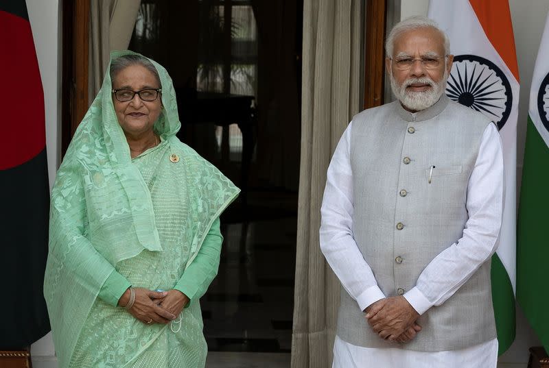 Bangladesh's PM Hasina and her Indian counterpart Modi meet in New Delhi