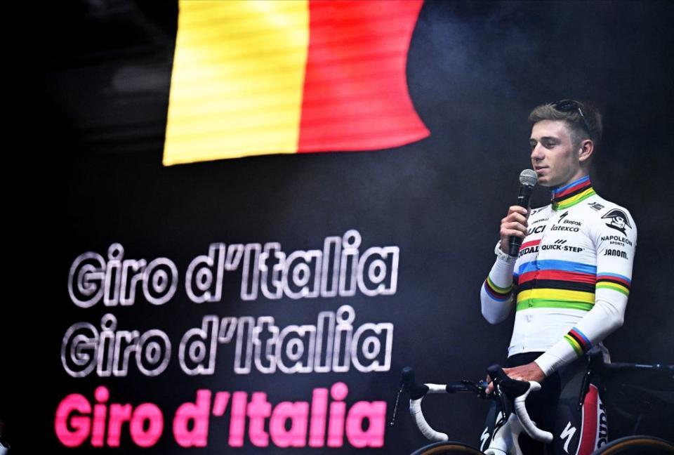 World Champion Remco Evenepoel at the Giro d'italia team presentation