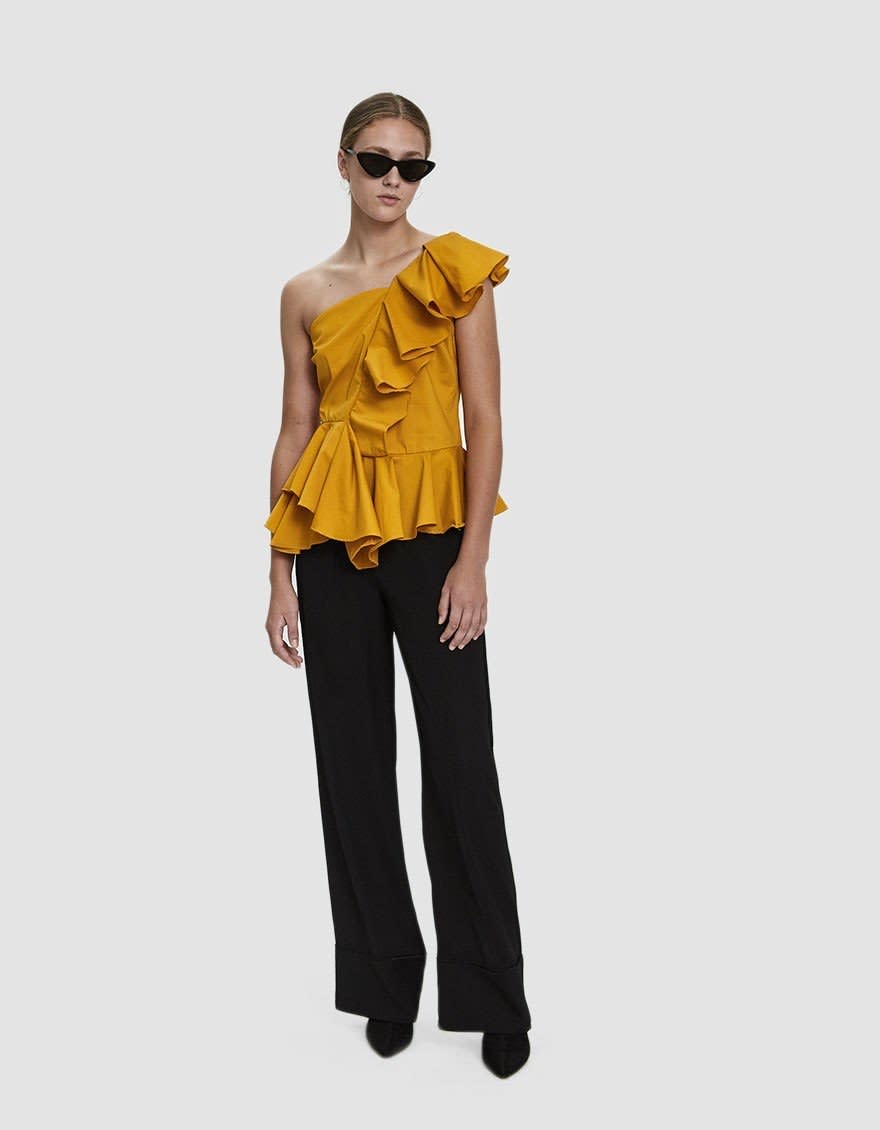 Farrow Campbell Ruffle One Shoulder Top