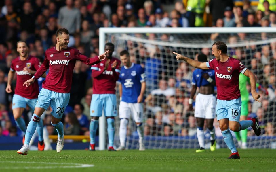 Mark Noble and West Ham celebrated their first three points of the season against Everton - Getty Images Europe