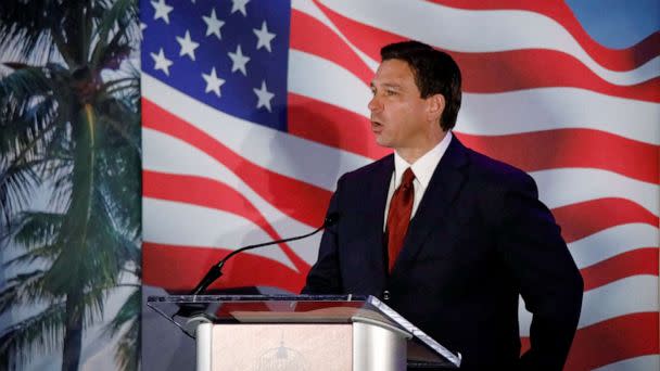 PHOTO: Florida Governor Ron DeSantis speaks during the Florida Family Policy Council Annual Dinner Gala, in Orlando, Fla., May 20, 2023. (Marco Bello/Reuters, FILE)