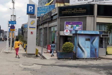 A general view shows the branch of Commercial bank of Ethiopia along Bole Road in Addis Ababa