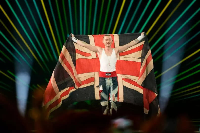 Olly Alexander of United Kingdom poses during the flag parade, of the Grand Final of the Eurovision Song Contest