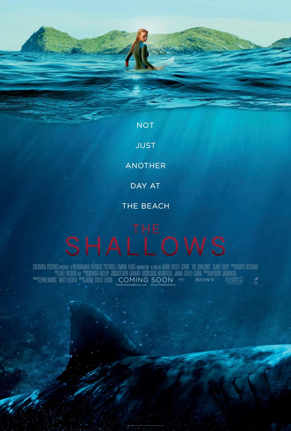 <h1 class="title">THE SHALLOWS, poster art, Blake Lively, 2016. ©Columbia Pictures/courtesy Everett Collection</h1><cite class="credit">©Columbia Pictures/Courtesy Everett Collection</cite>