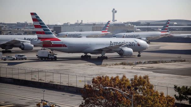 PHOTO: American Airlines airplanes parked at John F. Kennedy International Airport (JFK) in New York on Nov. 23, 2022. (Michael Nagle/Bloomberg via Getty Images, FILE)