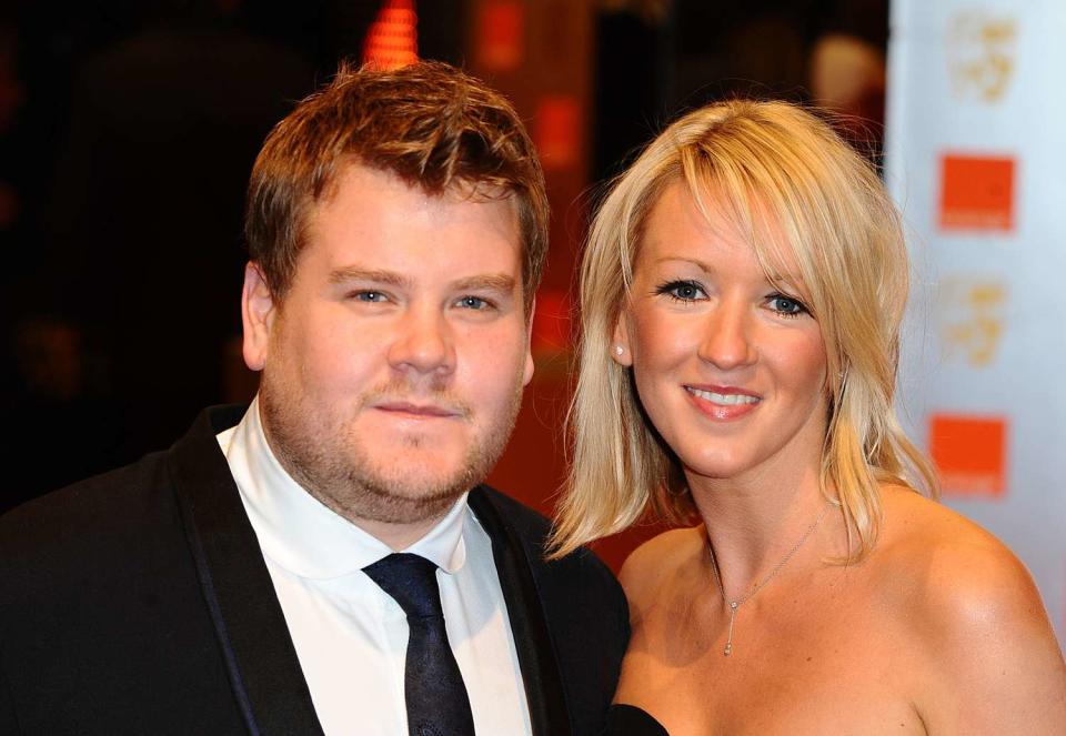 James Corden and Julia Carey arriving for the Orange British Academy Film Awards, at The Royal Opera House, London